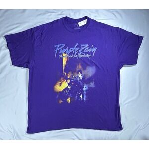 Prince Purple Rain short‎ sleeve purple men's tshirt 2XL New